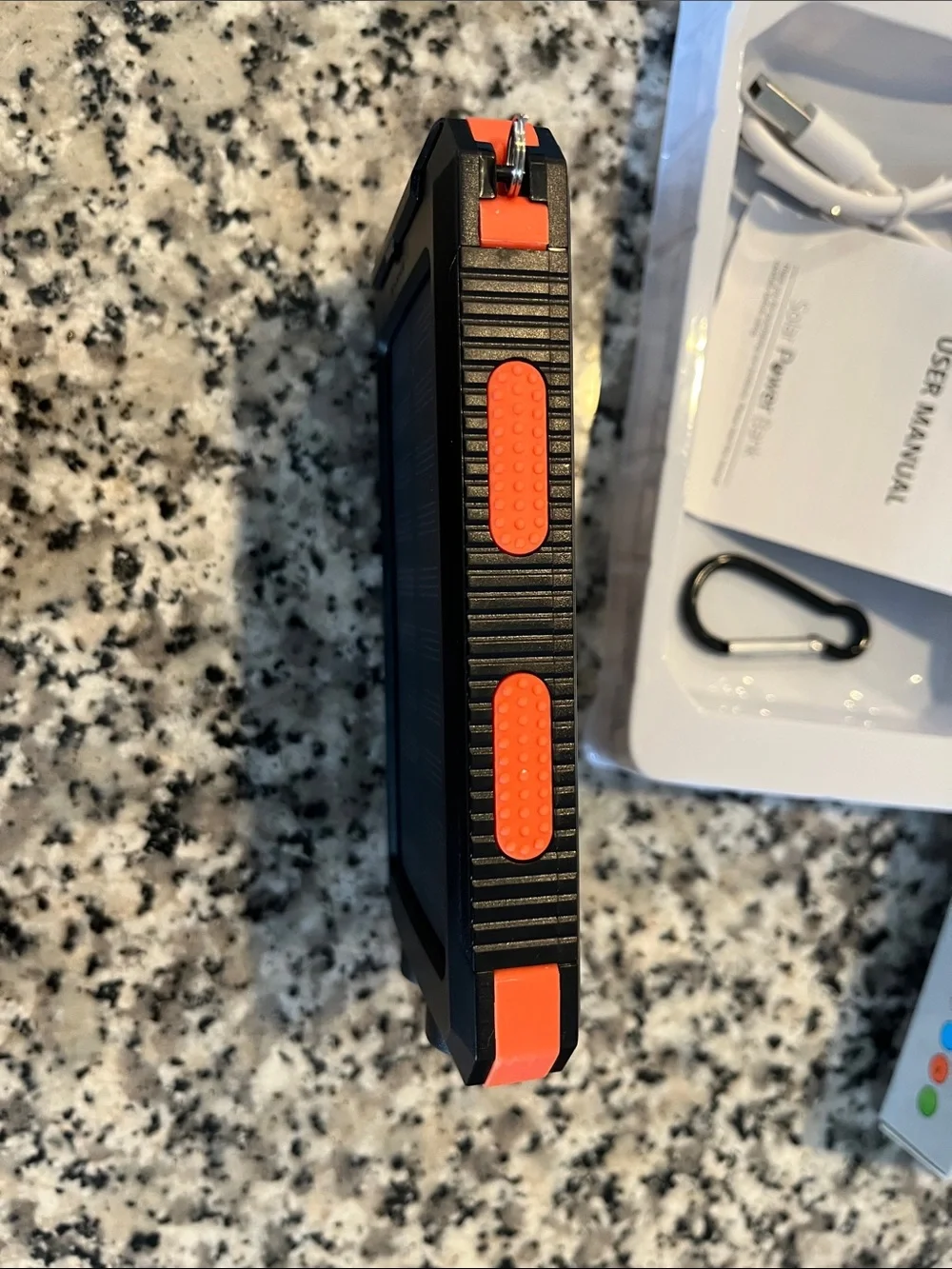 Solar Power Bank Portable Charger - Black & Orange